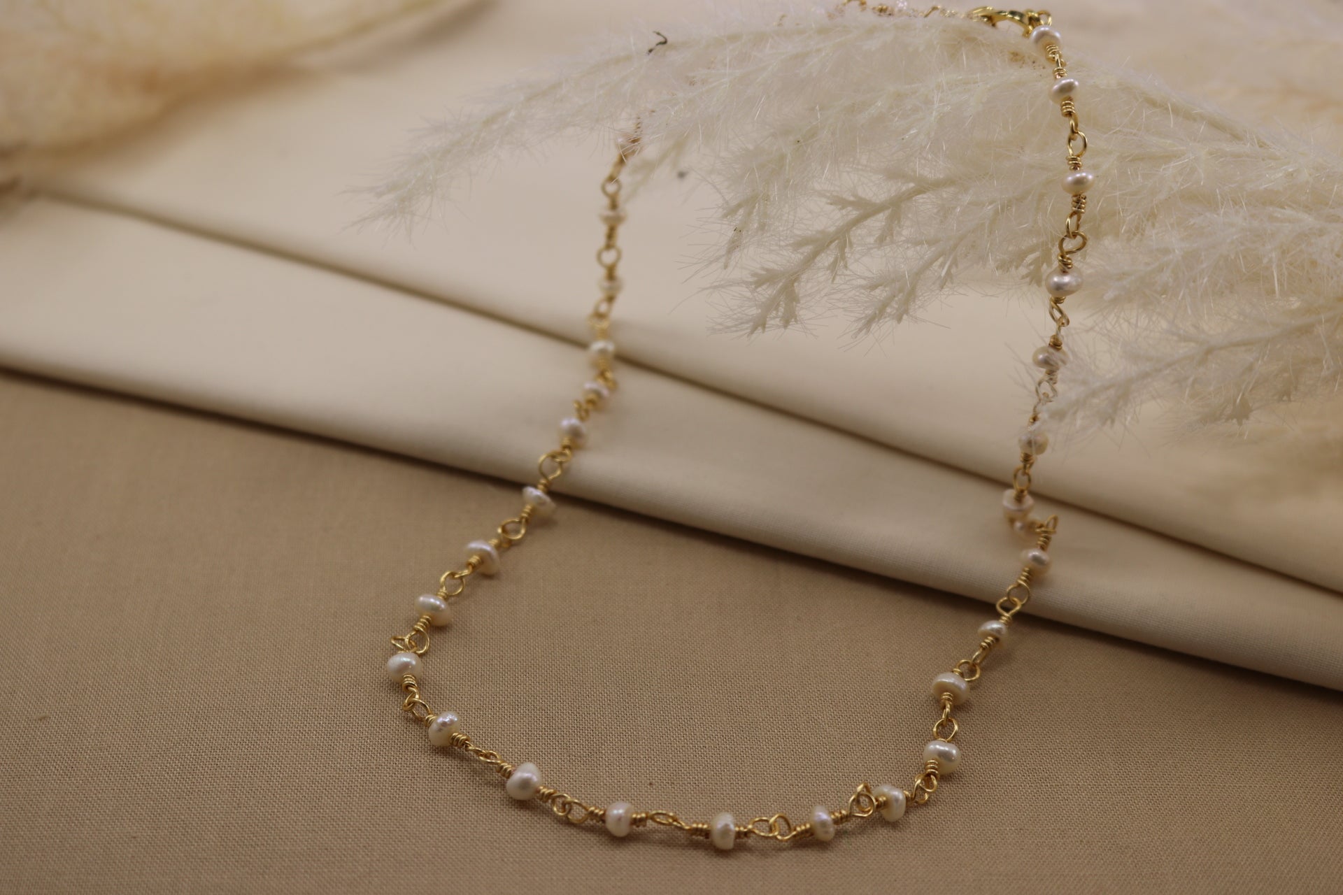 Natural pearl necklace - Dainty Chain pearl necklace, 18 inch necklace