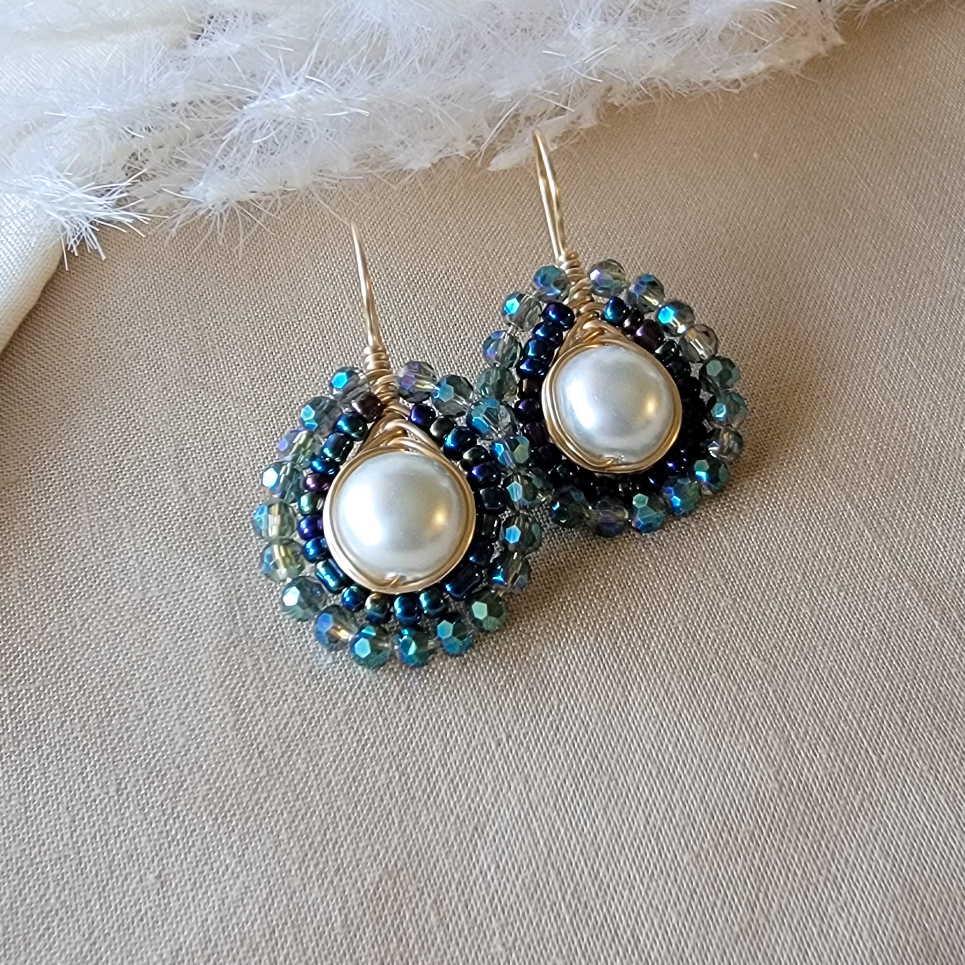 Pearl & crystal Earrings - Dangle Drop Pearl Earrings | Crystal Earrings