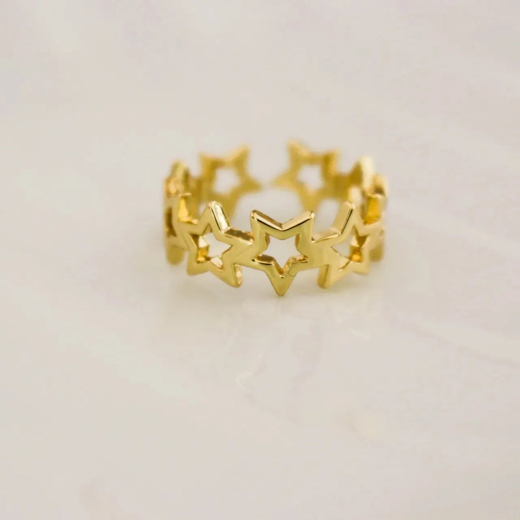 Star Gold ring . Celestial Fashion Ring . Gold Star Ring