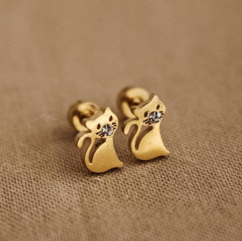 Cat Stud Earrings - Dainty Kitten Earrings | Minimalist Small Jewelry