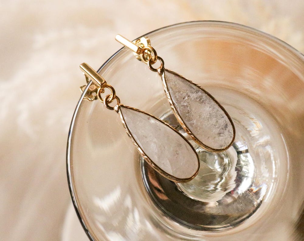 Drop Clear Quartz Earrings