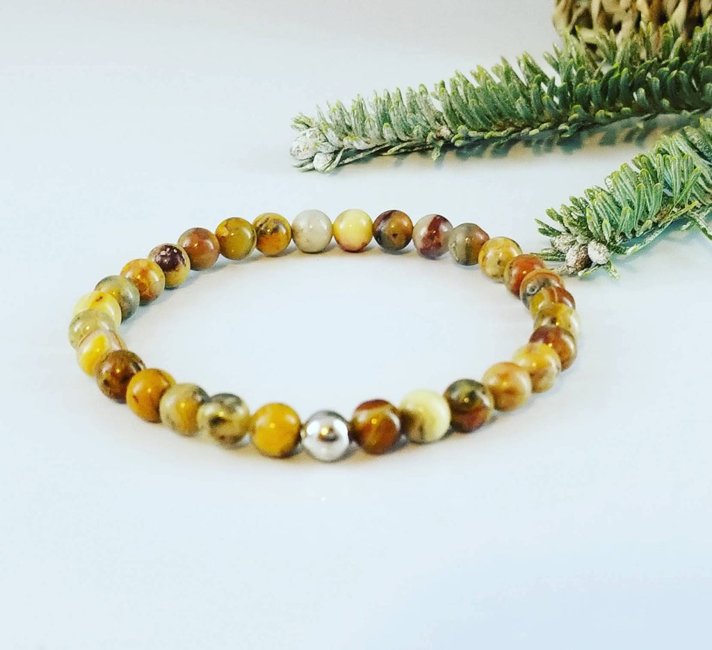 Dainty Bracelet, Leopardskin Jasper Stretch Bracelet, Calming Bracelet, Meditation Bracelet, Earthy gemstone bracelet, Healing Bracelet