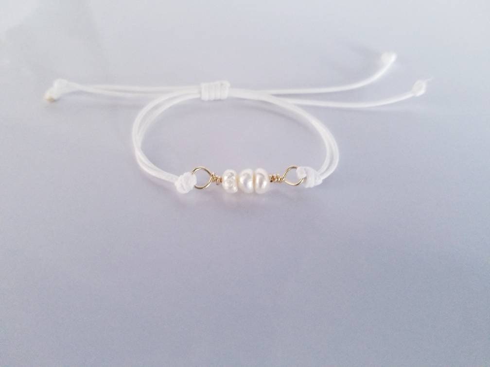 Real Natural Freshwater Pearl Bracelet, dainty bracelet, bead bracelet, bracelet minimaliste, Surfer Bracelet, Waterproof Bracelet