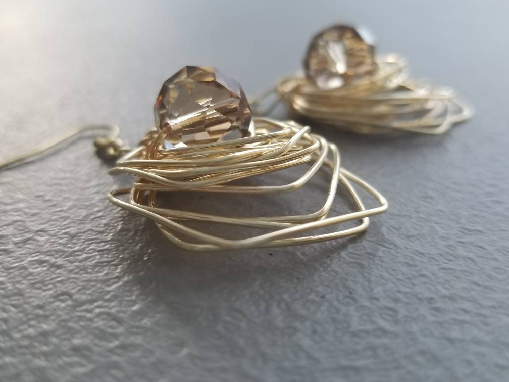 Gold Triangle earrings, Large geometric earrings, Gold Drop Earrings, dainty earrings, Simple geometric earring, long drop earring,