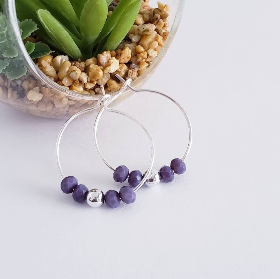 Silver Hoop, Small Hoop earrings, Tiny hoop earring, Hoop Earrings, Little Hoops, Minimalist Earrings, Hoops Beads,  Silver earring