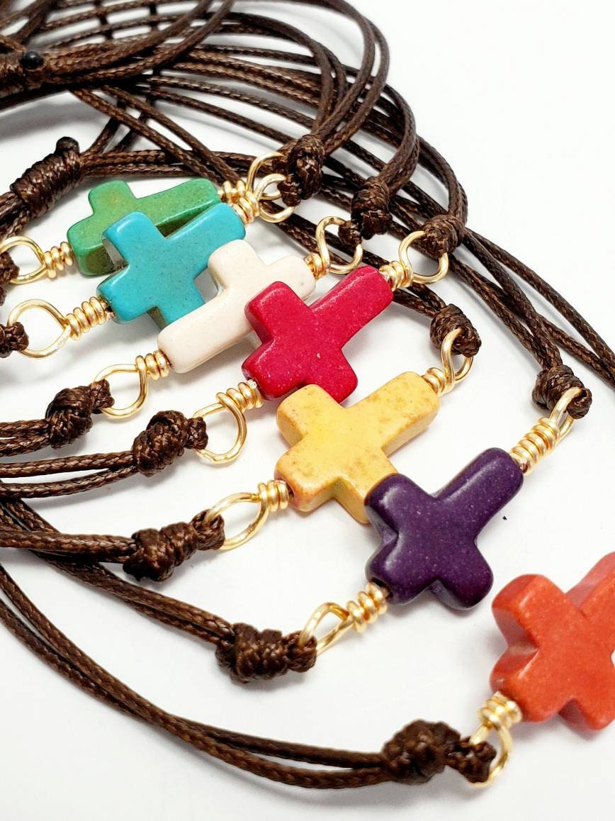 Cross bracelet string, Beaded Cross Bracelet, faith bracelets, Sideways Cross String Bracelet, Adjustable Cross Bracelet, Christian Bracelet
