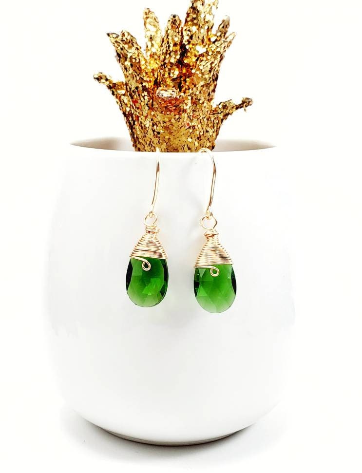 Emerald Earrings Dangle,Dainty Teardrop Earrings,Jade Earrings For Women,Long Bridal Earrings,Emerald Bridal Earrings,Emerald Drop Earrings