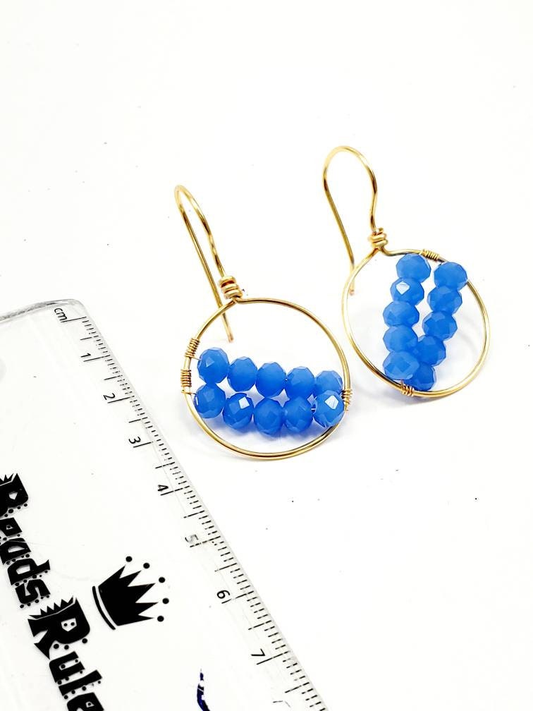 Thin hoop earrings, Crystal hoop earrings, Unusual earrings, Thin gold hoops, Employee Christmas gifts, Christmas gifts for coworkers women