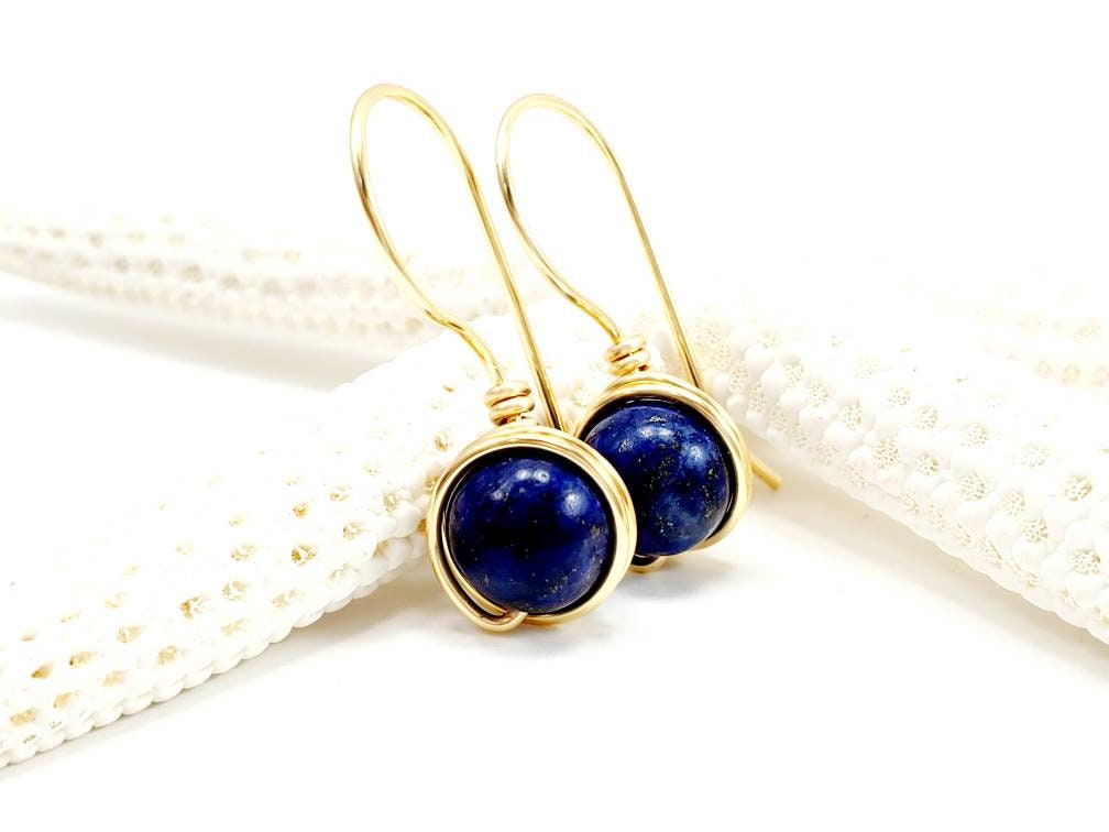 Lapis Lazuli Earrings, minimalistic birthstone earrings,dainty birthstone earrings, birthstone huggie earrings,stoned earrings,gift for- her