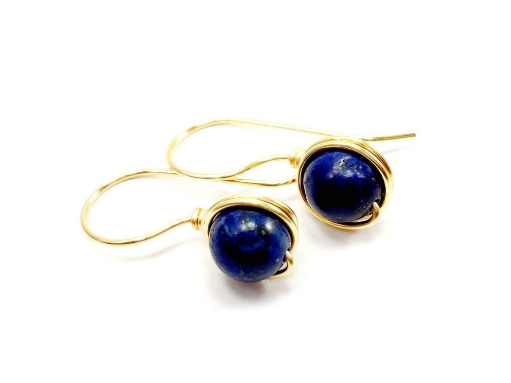 Lapis Lazuli Earrings, minimalistic birthstone earrings,dainty birthstone earrings, birthstone huggie earrings,stoned earrings,gift for- her