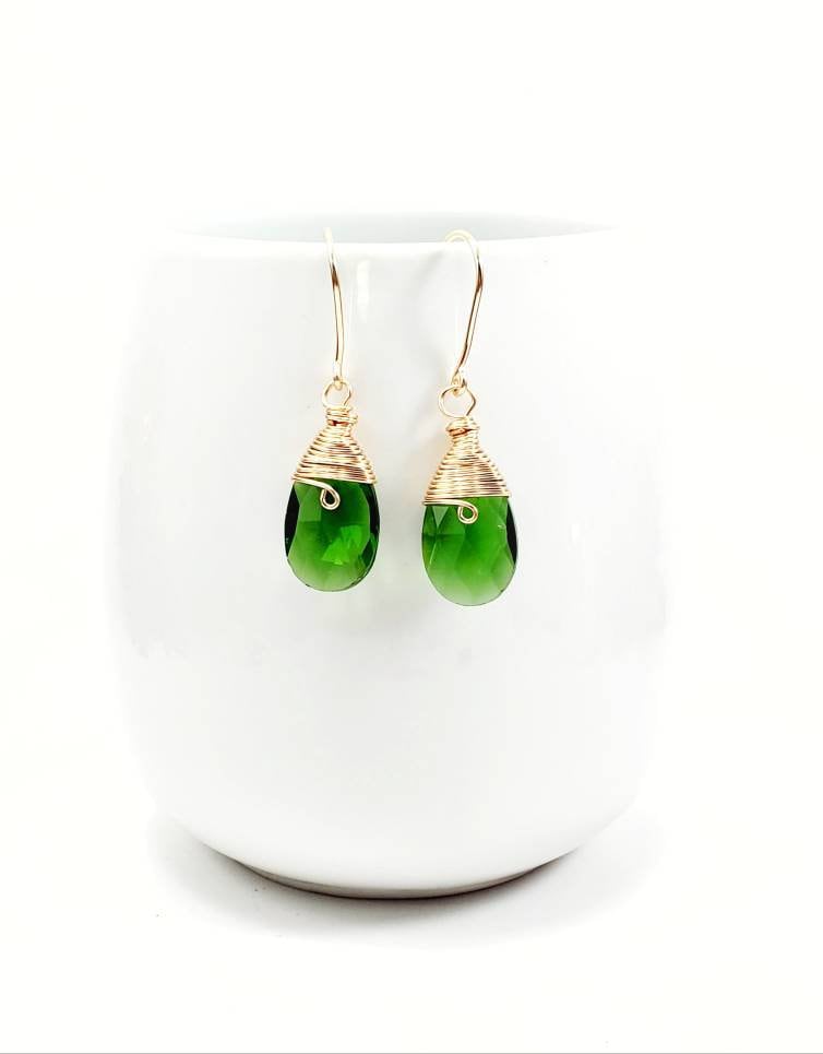 Emerald Earrings Dangle,Dainty Teardrop Earrings,Jade Earrings For Women,Long Bridal Earrings,Emerald Bridal Earrings,Emerald Drop Earrings