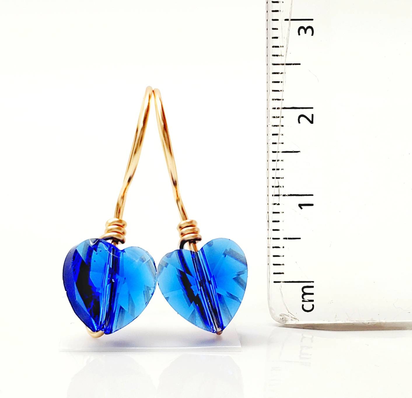 Blue heart earrings, Minimalistic  earring, tini earrings, huggie dainty earrings, heartful earrings, giftful daughter, gift for- her