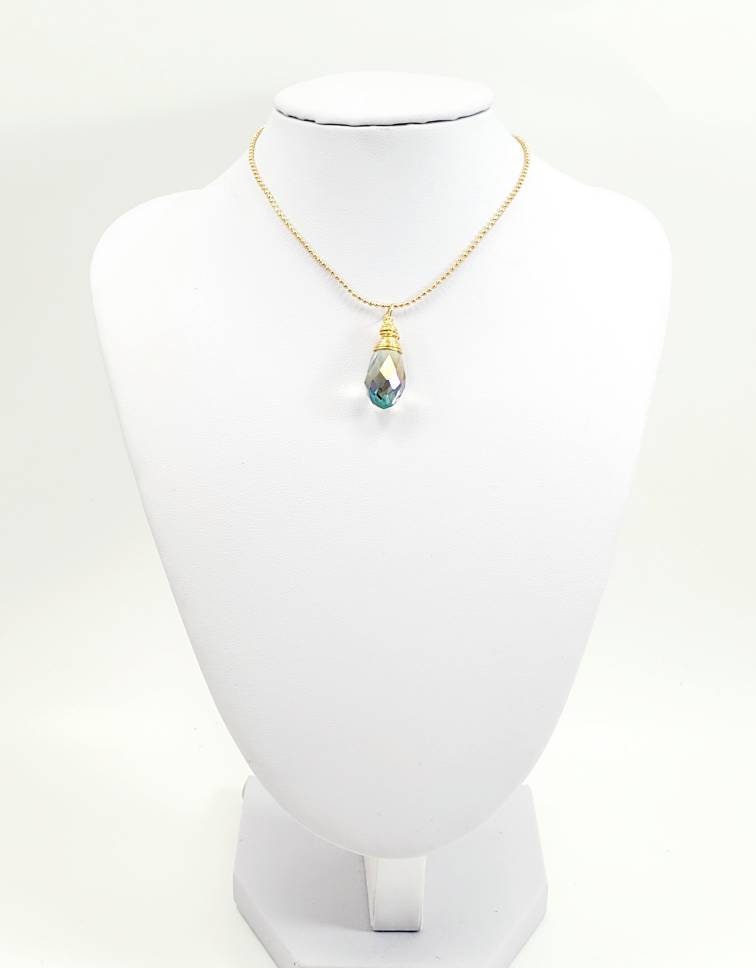 Dainty Teardrop Crystal necklace, Gold filled necklace, Thin Layering necklace chain, Gold chain necklace, minimalist layering,Gifts for-her