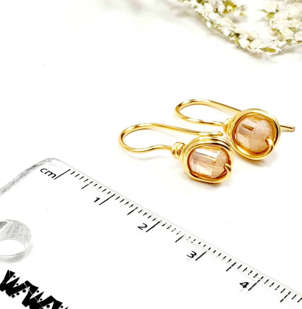 Peach Earrings, Tiny drop earrings, Peach Drop Crystal Earrings, OrangeCrystal Earrings, Bridal Peach Crystal Drop Earrings, gift for mom