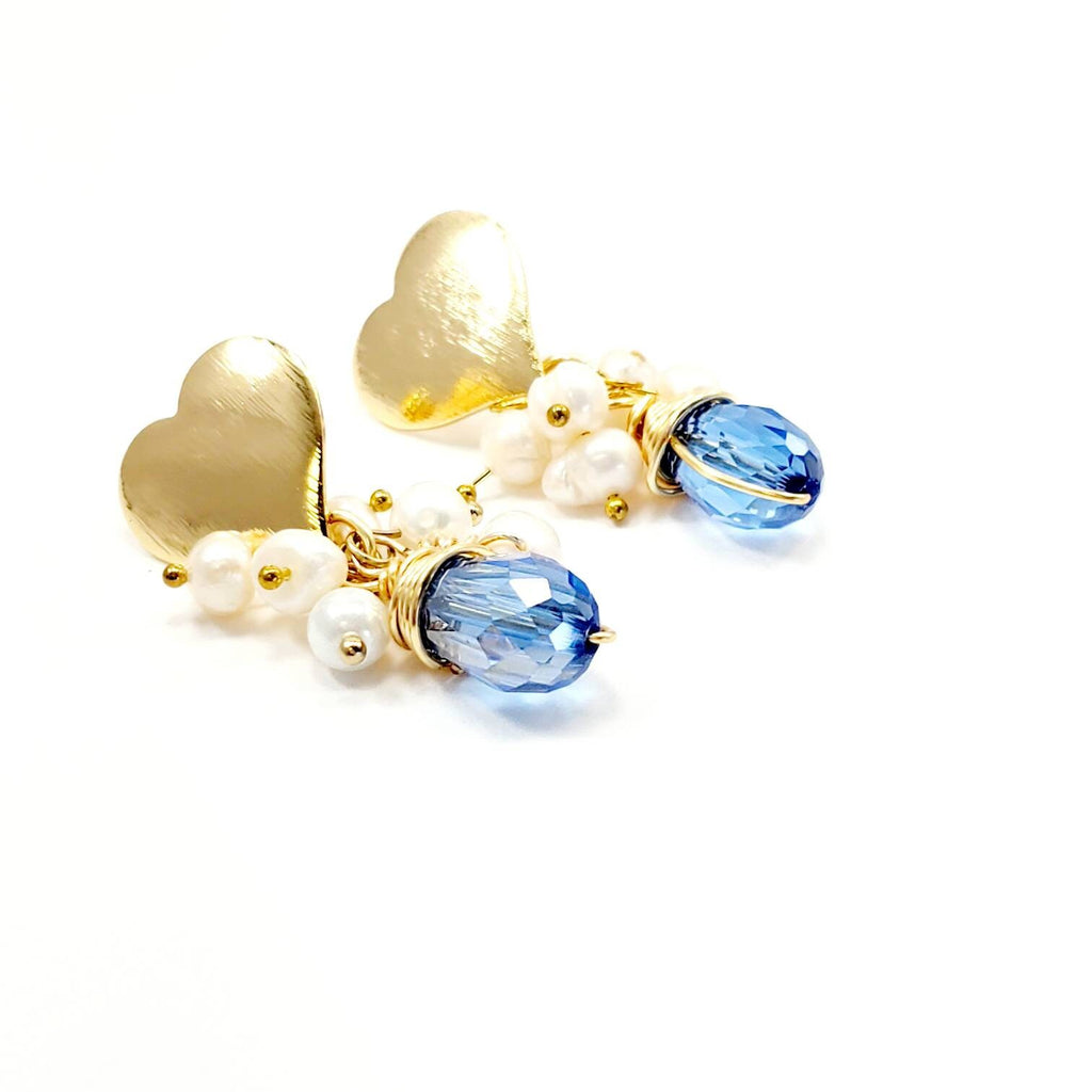 Blue Teardrop Earrings, pearl earrings wedding, freshwater earrings, Dangle Earrings, Light Blue Waterdrop Earrings, Blue Gemstone Earrings