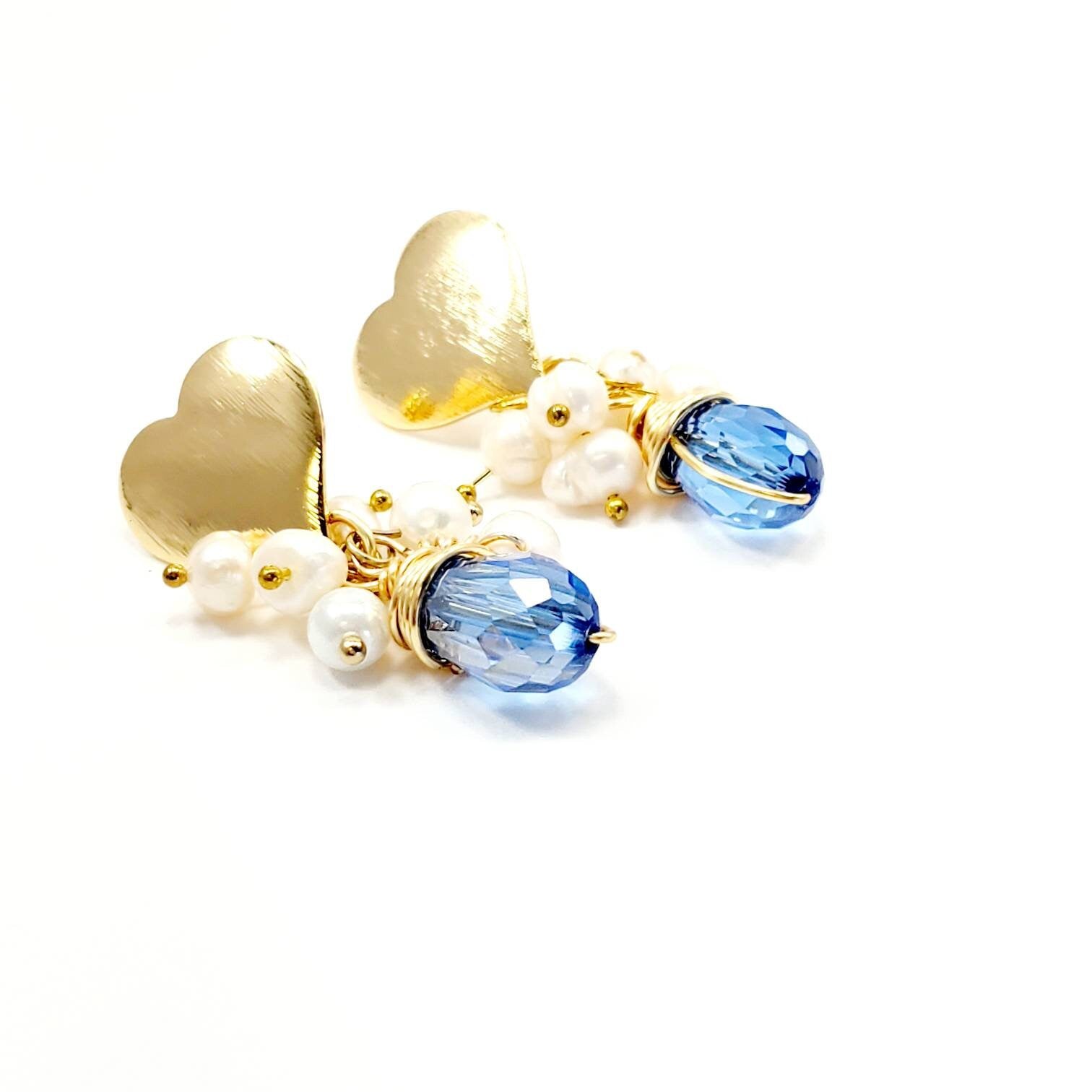Blue Teardrop Earrings, pearl earrings wedding, freshwater earrings, Dangle Earrings, Light Blue Waterdrop Earrings, Blue Gemstone Earrings