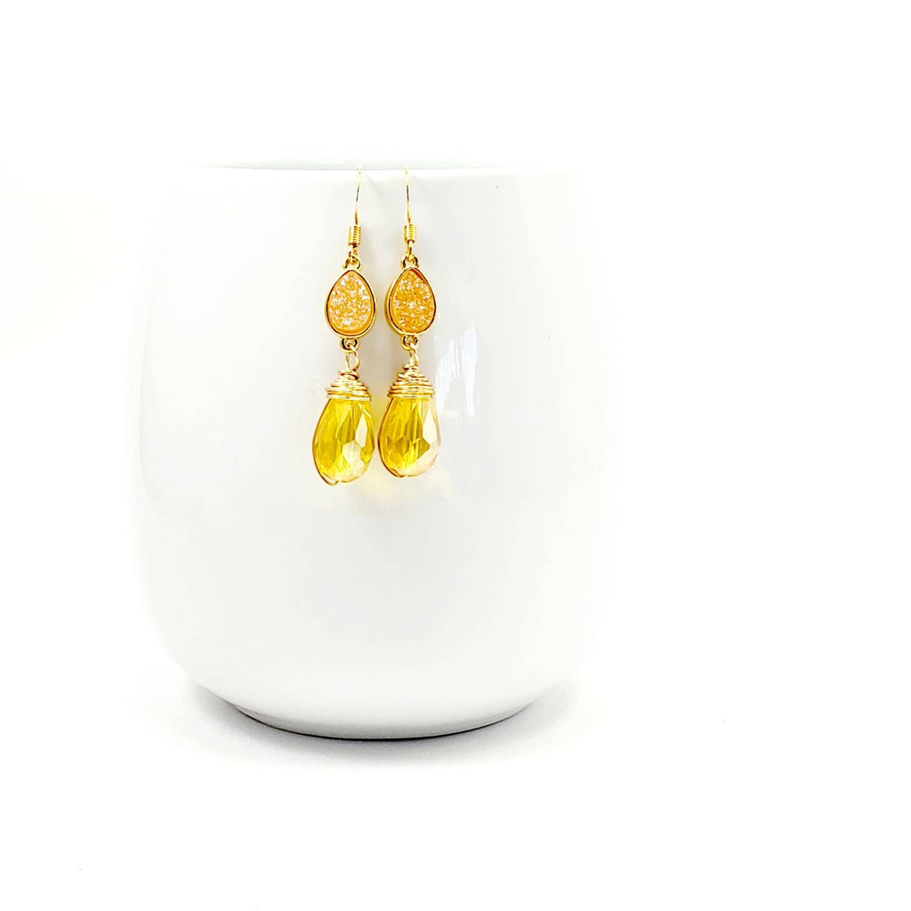 Earrings brides maid, Crystal earrings, Drops earrings, Long drops earrings, Minimalistic drop earrings, Yellow gold earring,Giftful earring