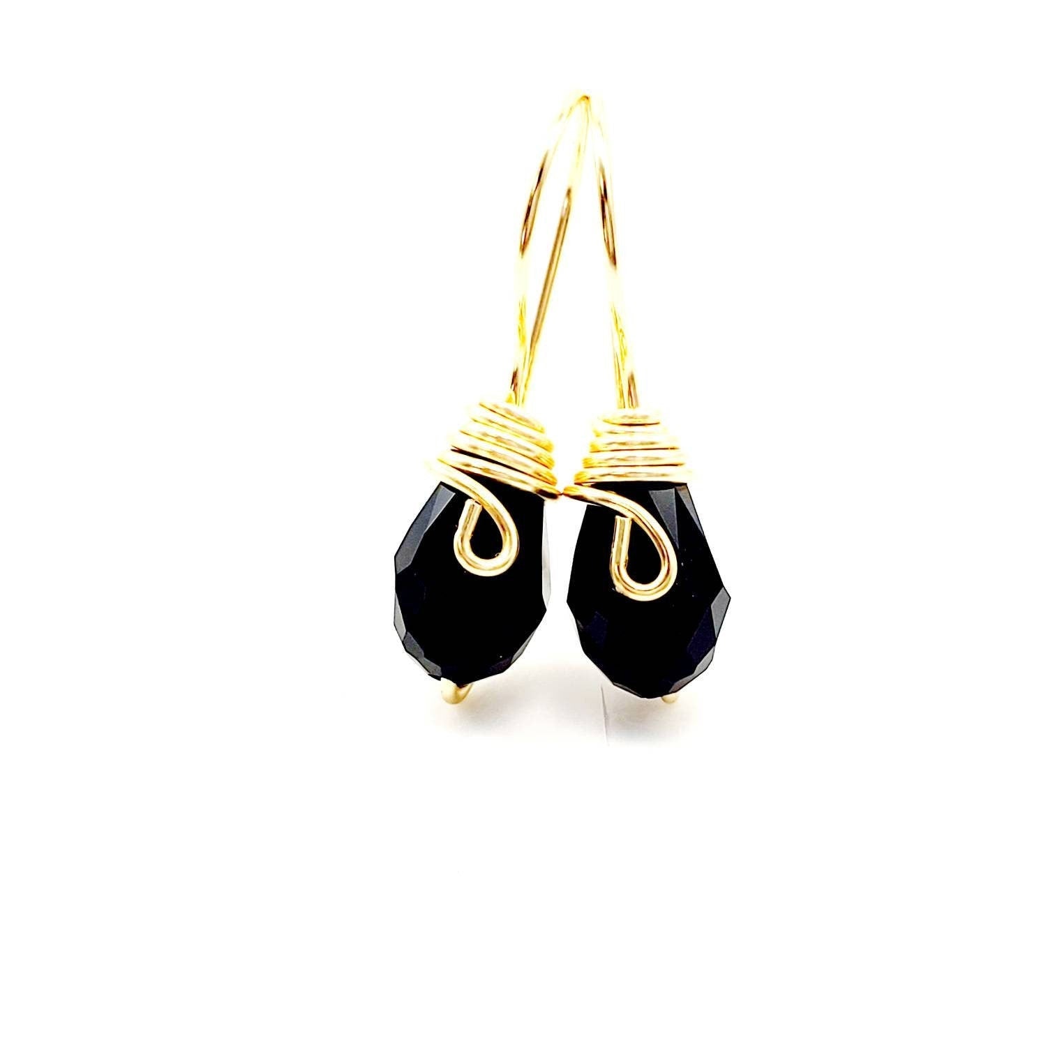 Black Crystal Earrings,Crystal Statement Earrings,Raw Crystal Earrings,Boho Bridal Earrings,Raw gemstone Earrings,Delicate Gold Earrings