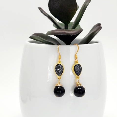Bridal Crystal Earrings, Crystal earrings, Drops earrings, Black-earrings, Bridesmaid earring, Bridal earring, Dainty teardrop earrings
