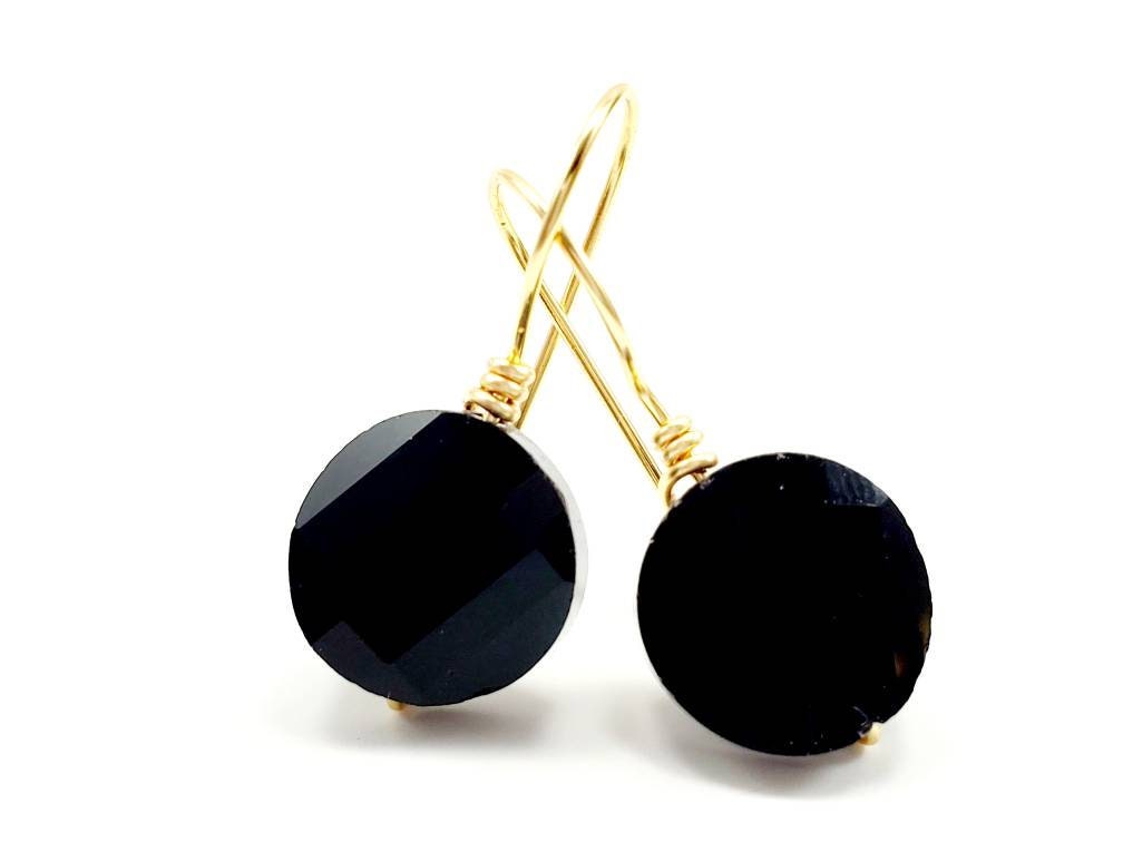 Black crystal drop earrings, Small Black Earrings, Crystal Drop Earrings, Tiny drop earrings, Asymmetrical earrings, Black dangle earrings