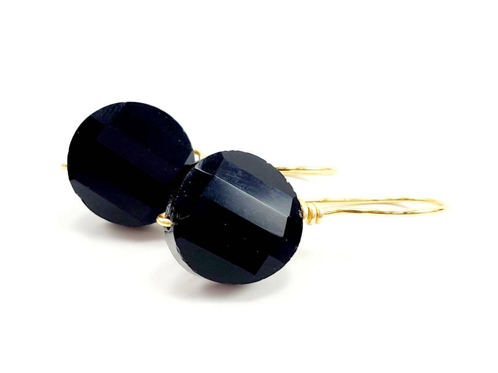 Black crystal drop earrings, Small Black Earrings, Crystal Drop Earrings, Tiny drop earrings, Asymmetrical earrings, Black dangle earrings