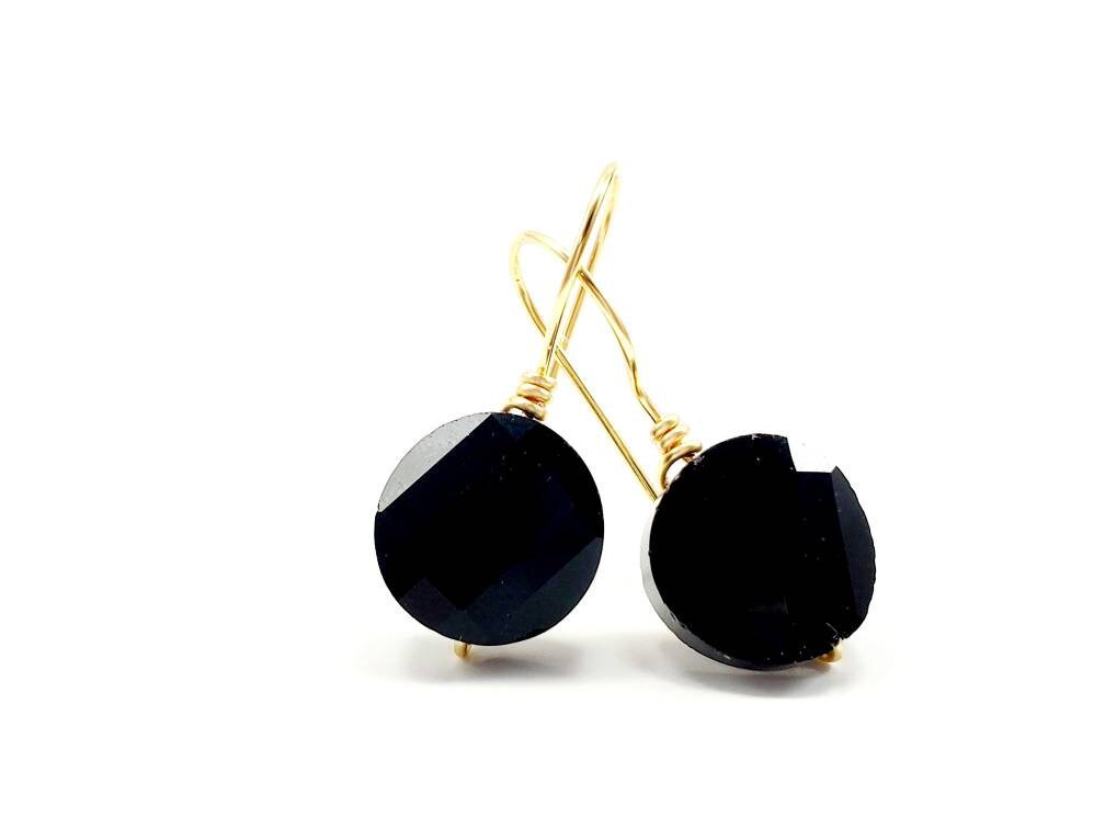 Black crystal drop earrings, Small Black Earrings, Crystal Drop Earrings, Tiny drop earrings, Asymmetrical earrings, Black dangle earrings