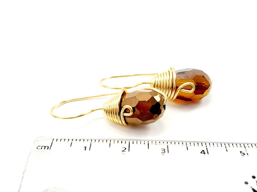 Amber drop Earrings, Gold drop earrings, Dropping earring, Stoned earrings, christma gift, mother-in-laws gift, giftful moms, gifted wife