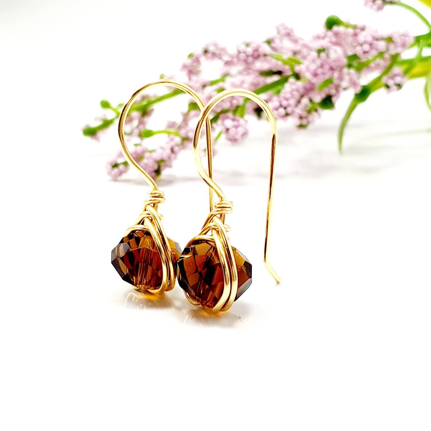 Dainty gold earring, Amber earrings drop, Tini earrings, Minimalist earrings, Dropping earrings, Gifts for-Her, Giftful moms, Wife gifte