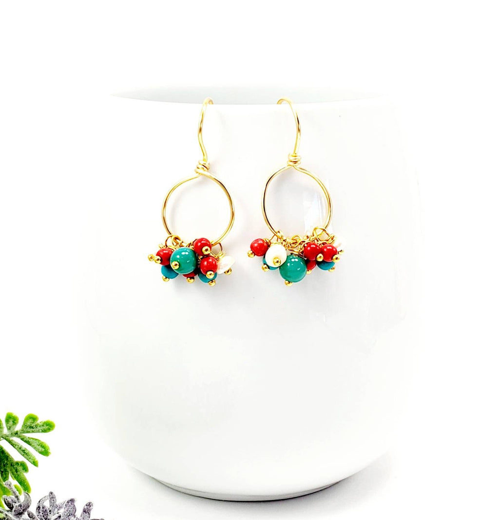 Hoop Earrings With Charm,Dainty Hoop Earrings,Tiny Gold Hoop Earrings,Delicate Gold Earrings,Small Gold Hoop Earrings,Boho Bridal earrings