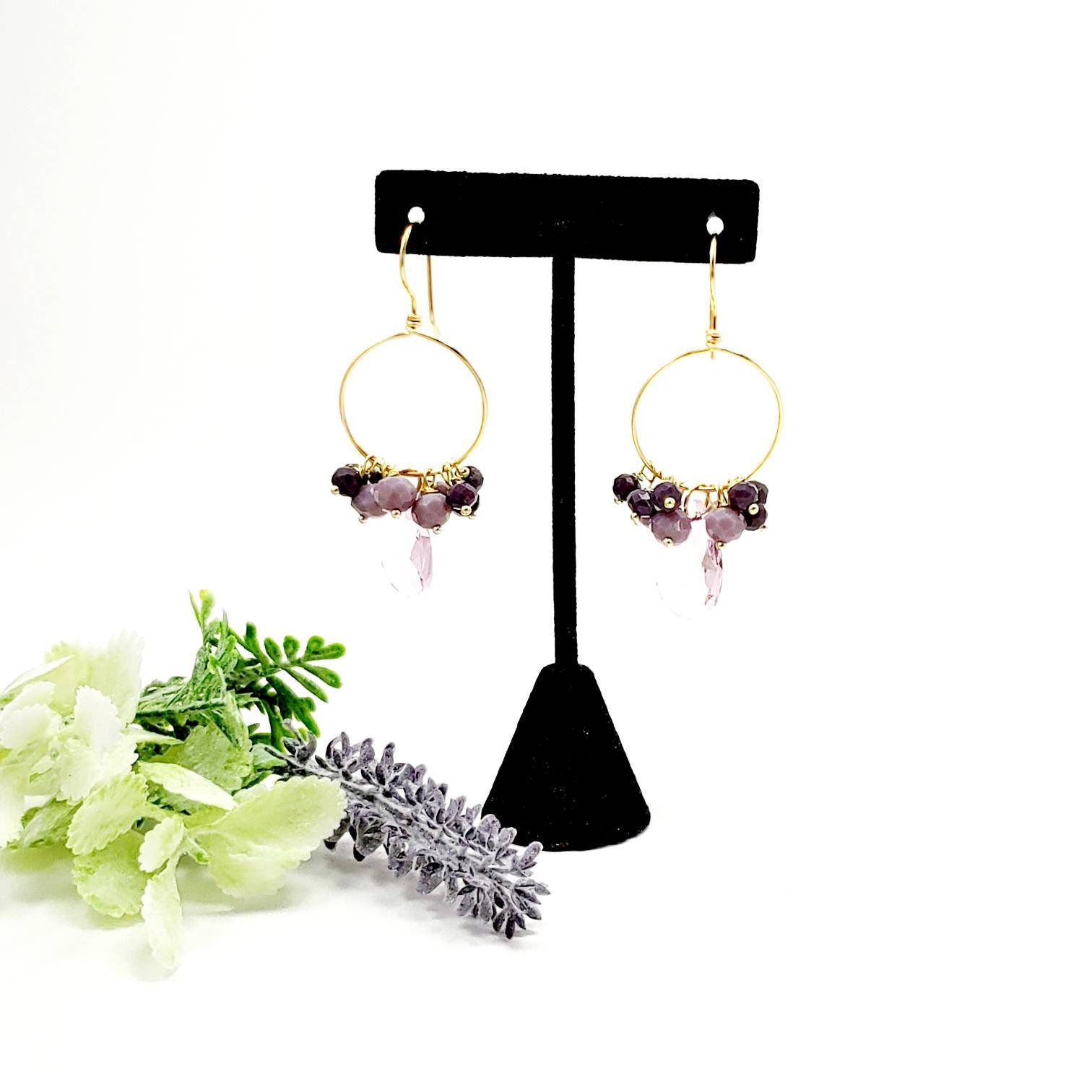 Dainty Thin gold hoop earrings, Crystal hoop earrings, Hoop earrings with charm, Gold filled hoop earrings, Hoop minimalist earrings