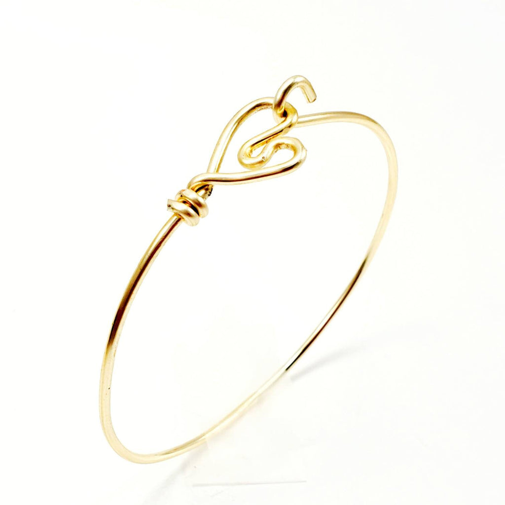Heart Bangle bracelet, Dainty bracelets, Gold heart thin bracelet, Bracelet Minimaliste, Heart Cuff Thin Bracelet, Lovely bracelet
