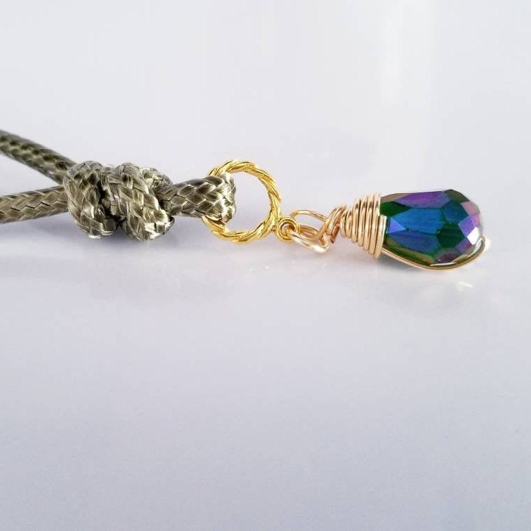 Leather Lariat Necklace, Beaded Necklace Kit, Leather wrap necklace, Boho lariat necklace, teardrop crystal necklace,Gifted jewelry necklace