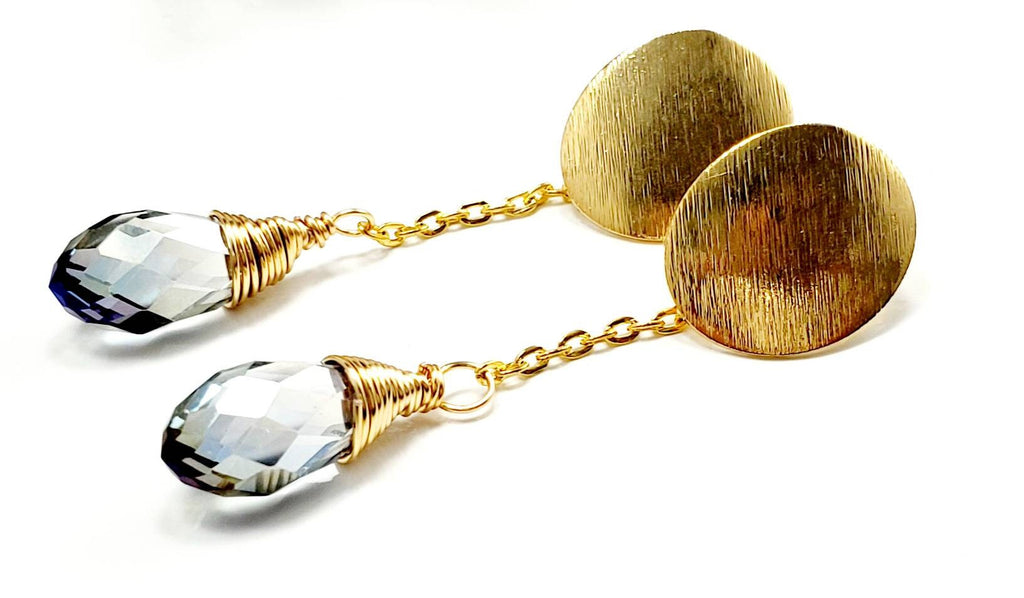 Waterdrop earrings, Earrings-chains Teardrop Earrings, Bridal Crystal Earrings, Bridesmaid earring,Bridal earring, Dainty teardrop earrings