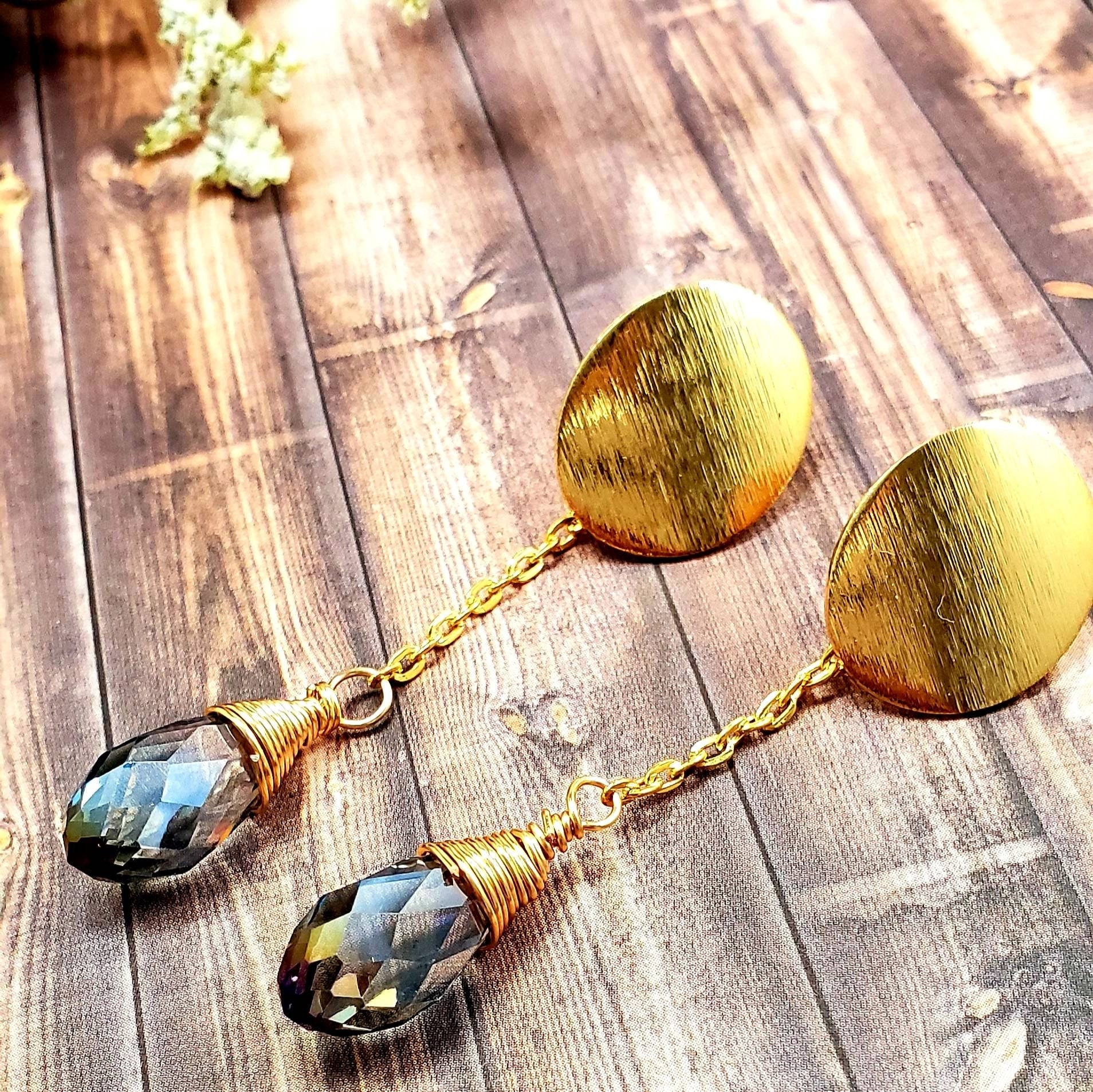 Waterdrop earrings, Earrings-chains Teardrop Earrings, Bridal Crystal Earrings, Bridesmaid earring,Bridal earring, Dainty teardrop earrings