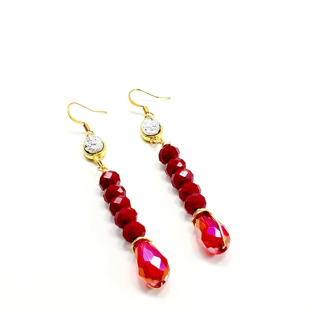 Druzy Drop Earrings, Dainty minimalist earrings, Tini earrings, Huggie earrings, Crystal drops earrings, Dropping earring,Minimalist earring