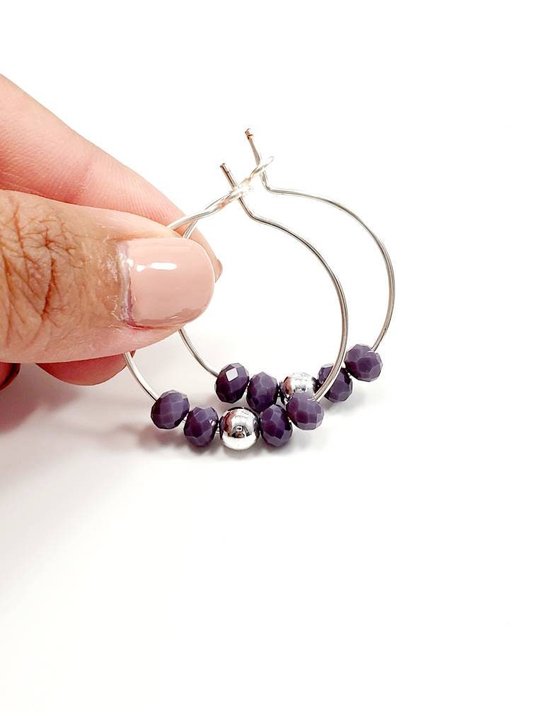 Silver Hoop, Small Hoop earrings, Tiny hoop earring, Hoop Earrings, Little Hoops, Minimalist Earrings, Hoops Beads,  Silver earring