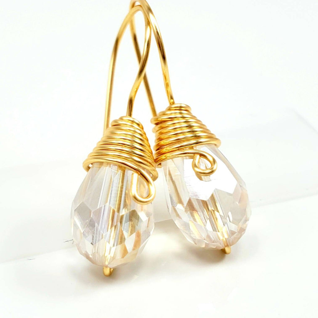 Clear Drop Earrings, Dropping earring, Tini earrings, Minimaliste earrings, Huggie earrings, crystal earrings, dainty minimalist earrings
