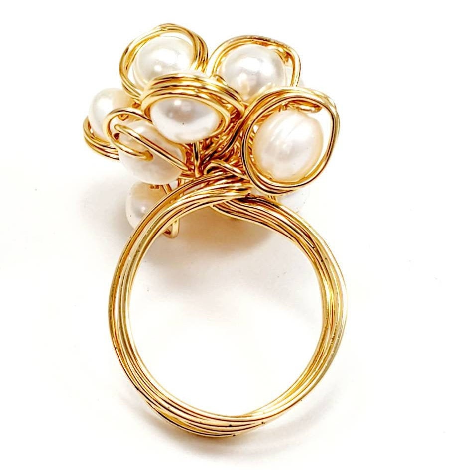 Pearl ring, Freshwater Pearl Ring, pearl ring gifted, Wire Wrapped Pearl Ring,Handmade pearl ring, stackable rings, gifted-rings, lover ring