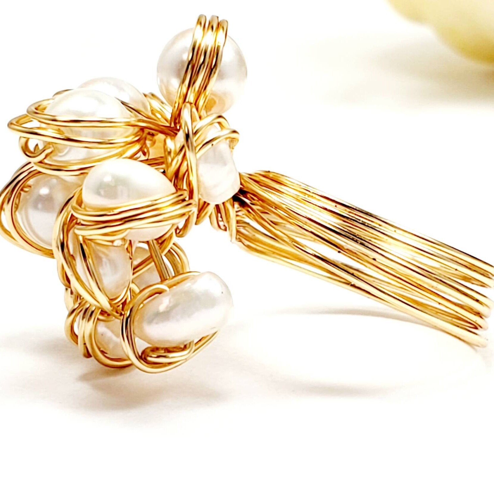 Pearl ring, Freshwater Pearl Ring, pearl ring gifted, Wire Wrapped Pearl Ring,Handmade pearl ring, stackable rings, gifted-rings, lover ring