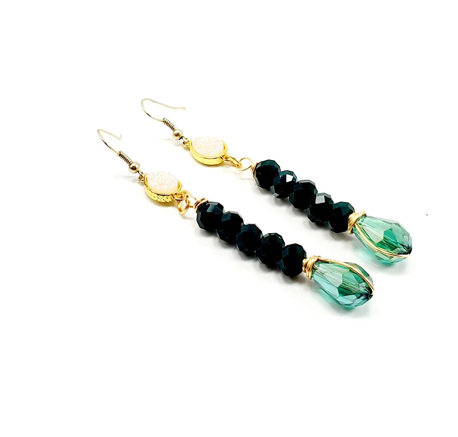 crystal earrings, druzy earrings, Gemstone Earrings, Gold Plated Dangle Drop Hook Earrings, minimaliste earrings, minimaliste earrings