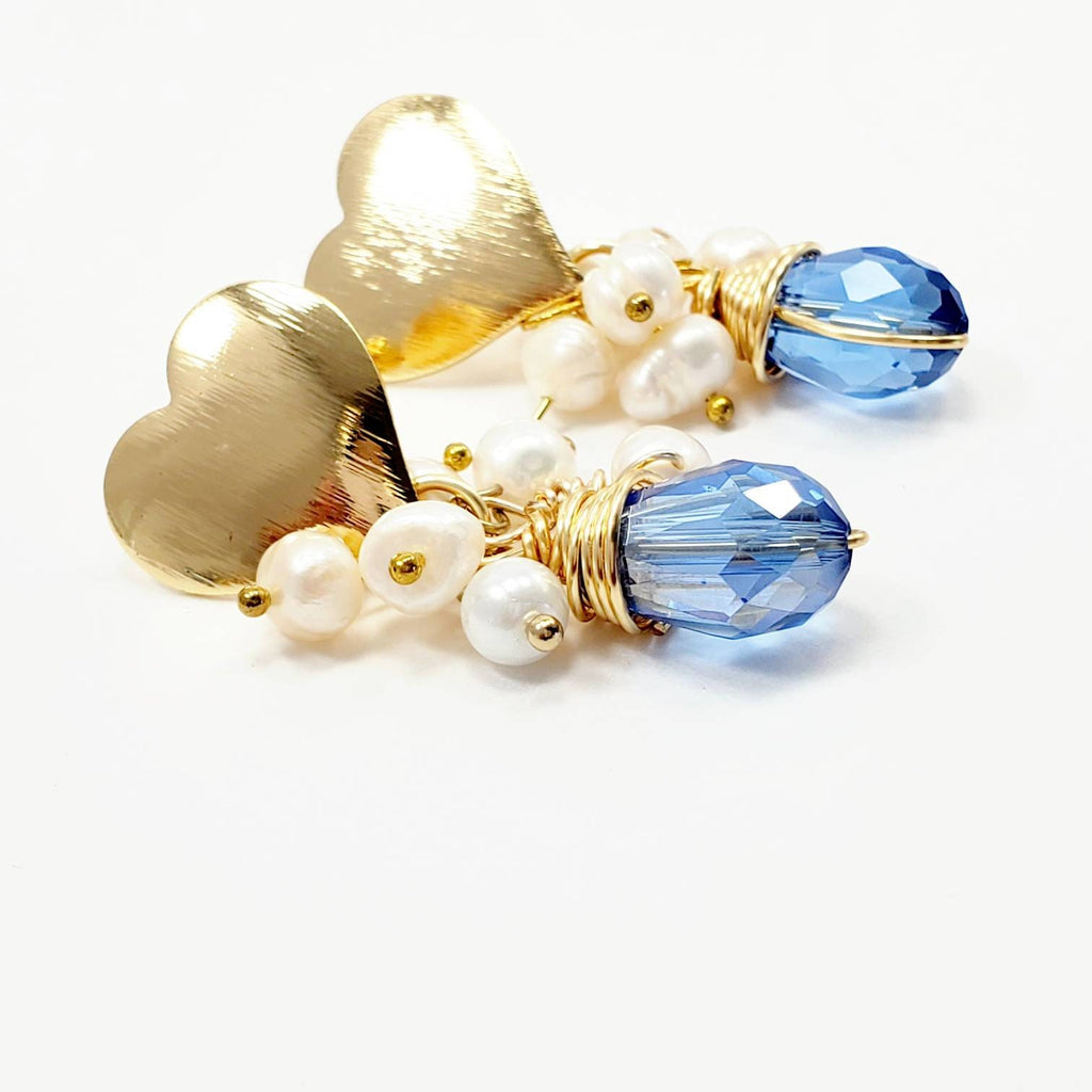 Blue Teardrop Earrings, pearl earrings wedding, freshwater earrings, Dangle Earrings, Light Blue Waterdrop Earrings, Blue Gemstone Earrings