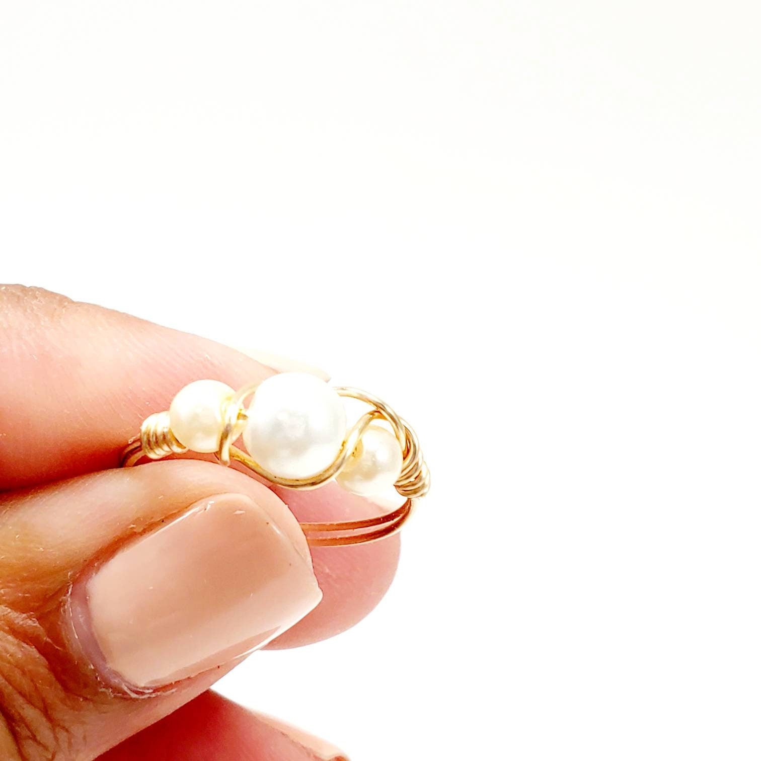Dainty Ring, Pearl Wire Ring, Midi ring, Thin Gold Ring, Gold pearl ring, Pearl Wire Ring, Stackable Rings Gold, Gifts For-Her, Gifted Wife