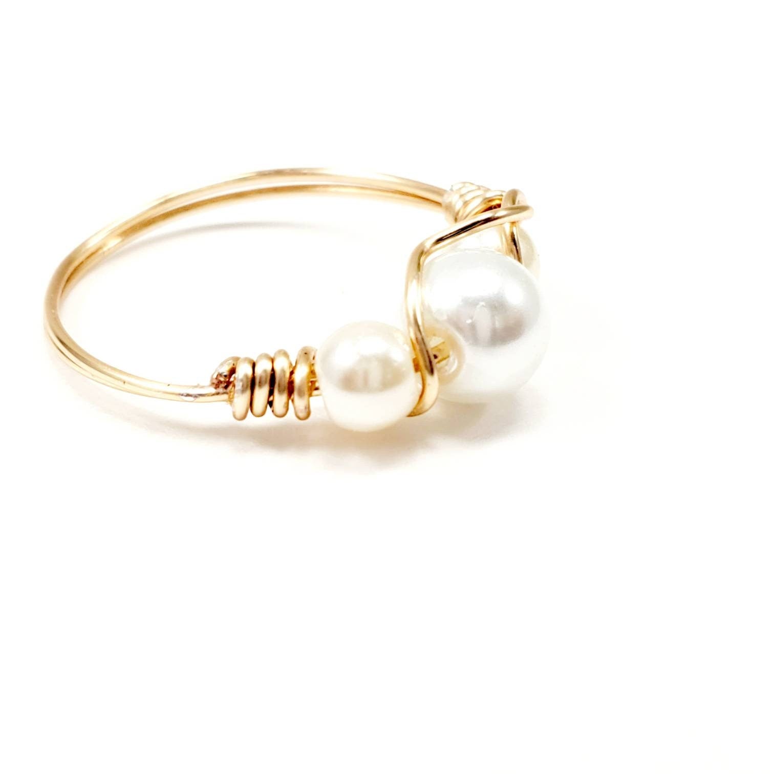 Dainty Ring, Pearl Wire Ring, Midi ring, Thin Gold Ring, Gold pearl ring, Pearl Wire Ring, Stackable Rings Gold, Gifts For-Her, Gifted Wife