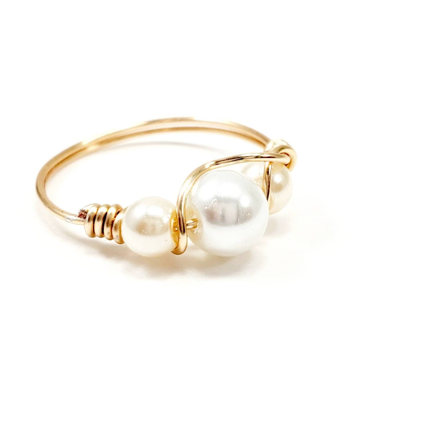 Dainty Ring, Pearl Wire Ring, Midi ring, Thin Gold Ring, Gold pearl ring, Pearl Wire Ring, Stackable Rings Gold, Gifts For-Her, Gifted Wife