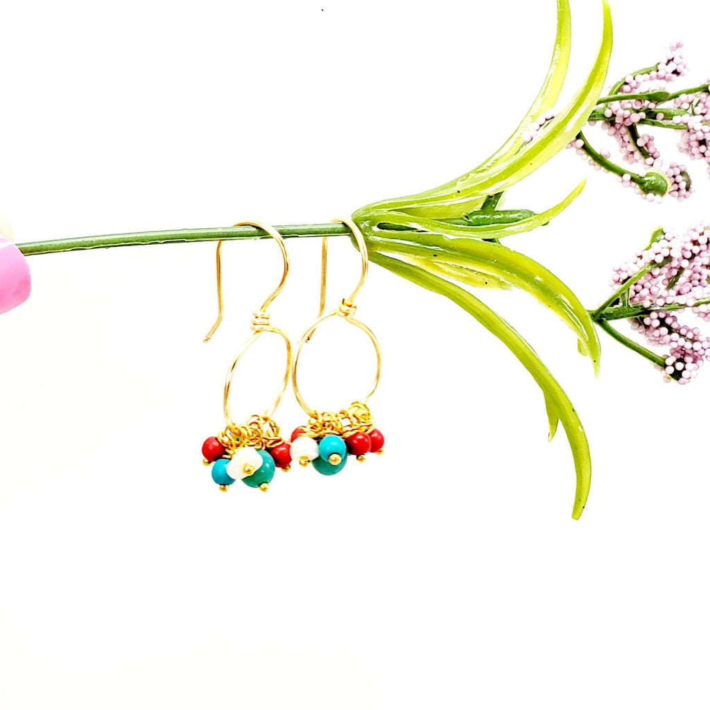 Hoop Earrings With Charm,Dainty Hoop Earrings,Tiny Gold Hoop Earrings,Delicate Gold Earrings,Small Gold Hoop Earrings,Boho Bridal earrings