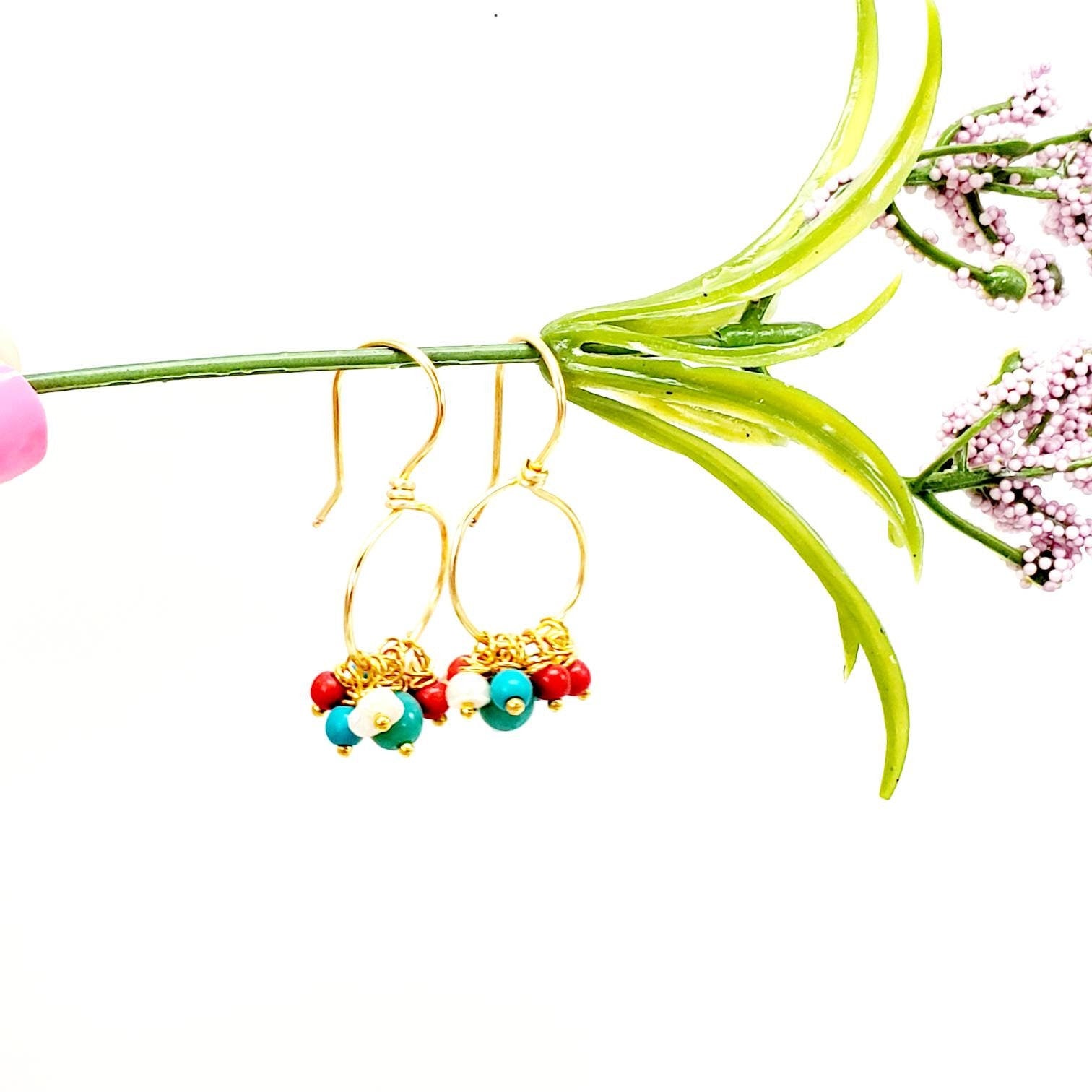 Hoop Earrings With Charm,Dainty Hoop Earrings,Tiny Gold Hoop Earrings,Delicate Gold Earrings,Small Gold Hoop Earrings,Boho Bridal earrings