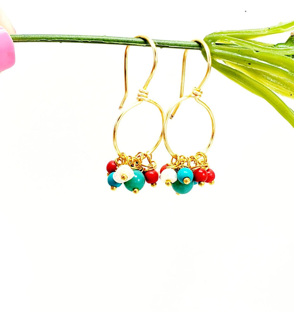 Hoop Earrings With Charm,Dainty Hoop Earrings,Tiny Gold Hoop Earrings,Delicate Gold Earrings,Small Gold Hoop Earrings,Boho Bridal earrings