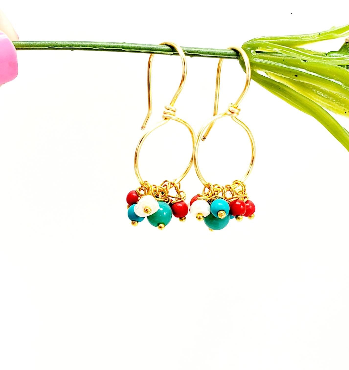 Hoop Earrings With Charm,Dainty Hoop Earrings,Tiny Gold Hoop Earrings,Delicate Gold Earrings,Small Gold Hoop Earrings,Boho Bridal earrings