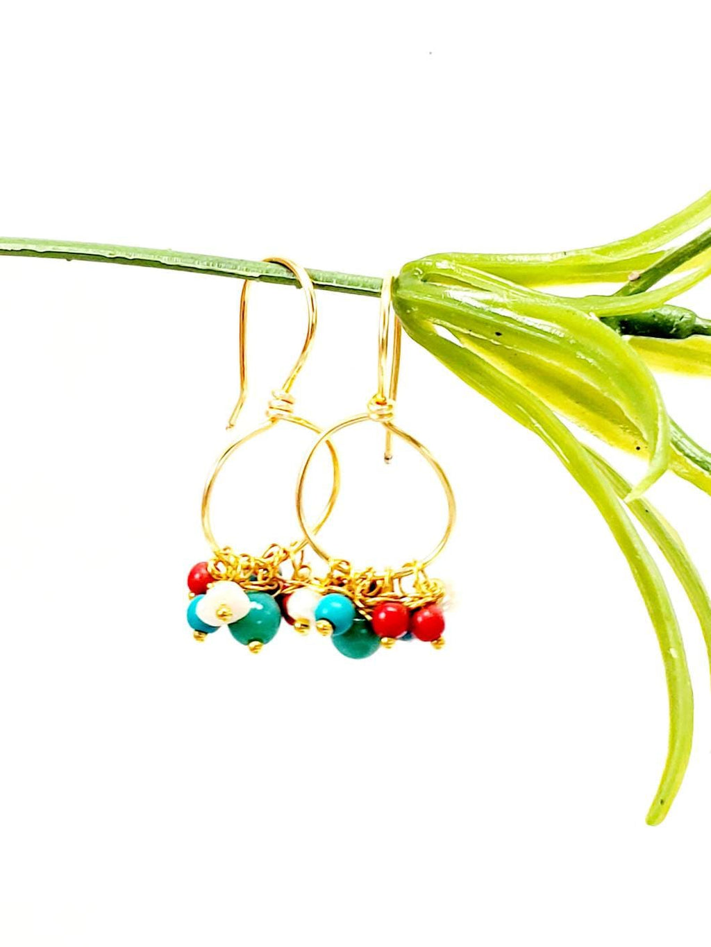 Hoop Earrings With Charm,Dainty Hoop Earrings,Tiny Gold Hoop Earrings,Delicate Gold Earrings,Small Gold Hoop Earrings,Boho Bridal earrings