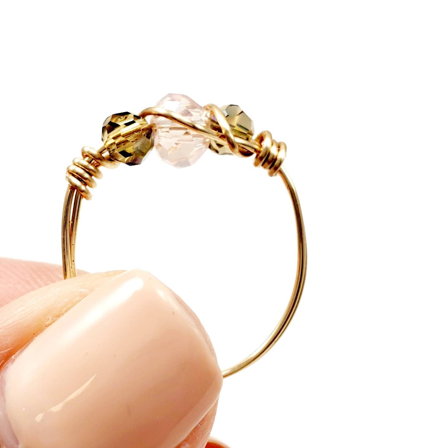 Wire wrapped crystal rings, Midi ring, Crystal Rings, Wire wrapped stone ring, Delicate Rings, midi ring, Thin Gold Rings, Promise Rings
